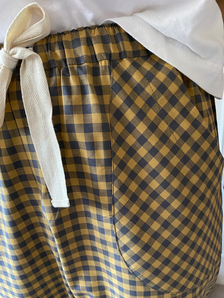 Yellow check organic cotton pyjama trousers