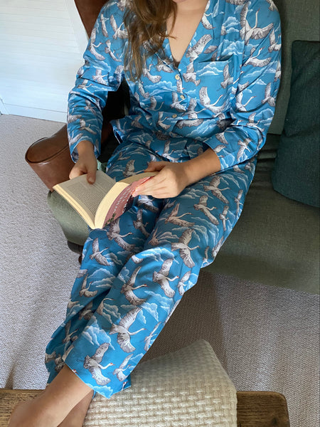 'Fly away' print organic cotton pyjamas trousers & shirt