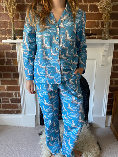 'Fly away' print organic cotton pyjamas trousers & shirt