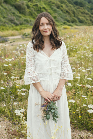 Tie front lace top