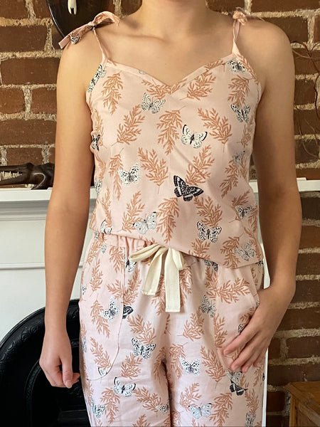 Pink butterfly pyjamas, trousers & cami