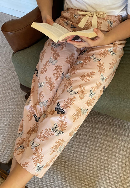 Pink butterfly print organic cotton pyjama trousers