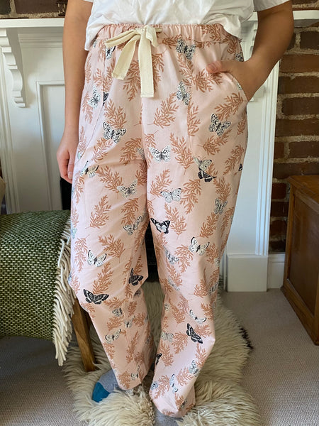Pink butterfly print organic cotton pyjama trousers