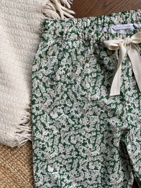 Green flora print organic cotton pyjama trousers