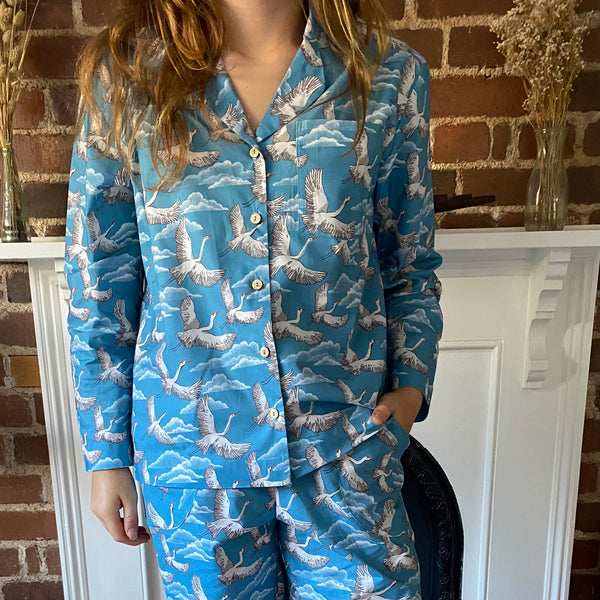 'Fly away' print organic cotton pyjamas trousers & shirt