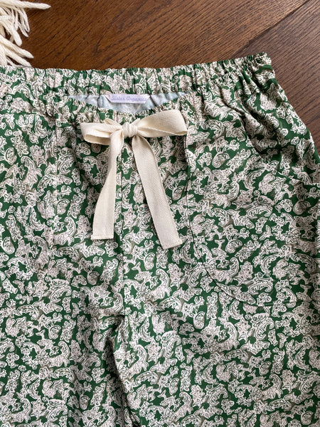 Green flora print organic cotton pyjama trousers