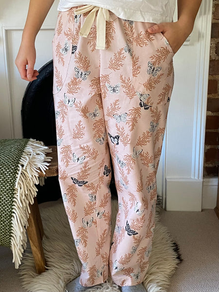 Pink butterfly print organic cotton pyjama trousers