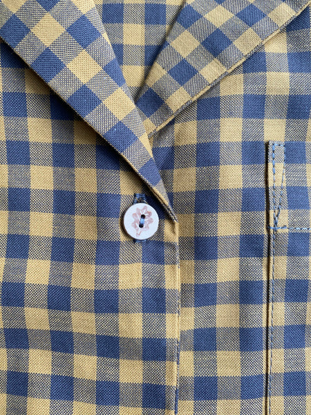 Yellow & grey check organic cotton pyjamas trousers & shirt