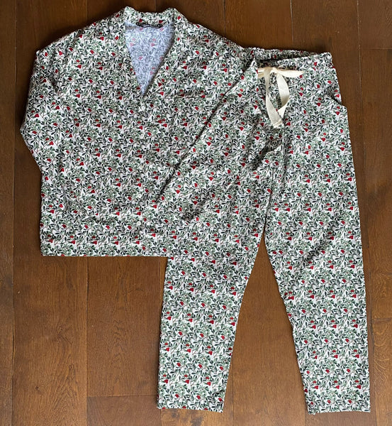 SALE - Winter berry organic cotton pyjamas trousers & shirt size L