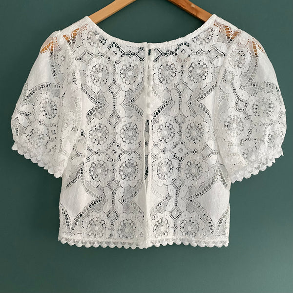 ‘Birch’ cotton lace short sleeve top