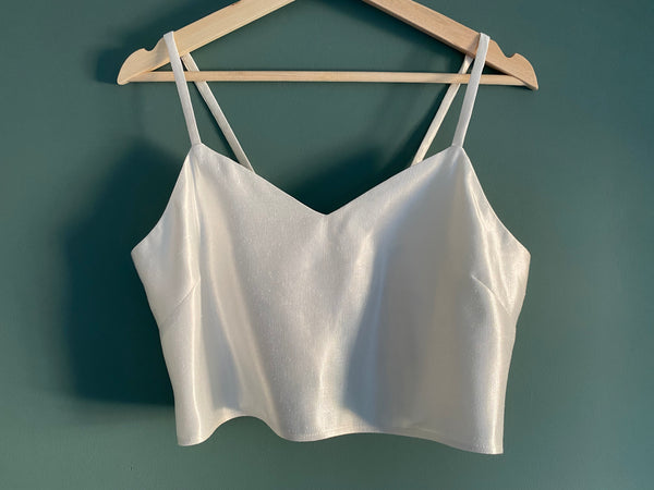 Cropped hemp/silk cami top,