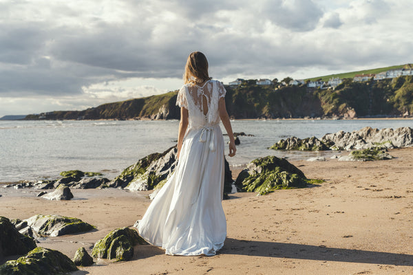 'Brooke' Long Hemp Silk Wedding Dress