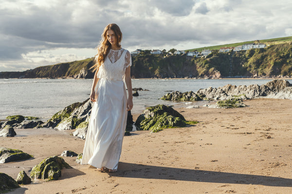 'Brooke' Long Hemp Silk Wedding Dress