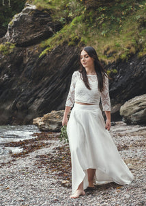 ‘Iona' hi-low hemp/silk bridal skirt