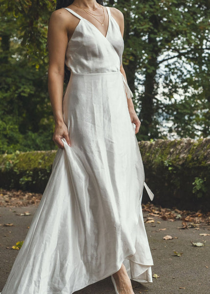 ‘Zante' Hemp/silk wrap bridal dress