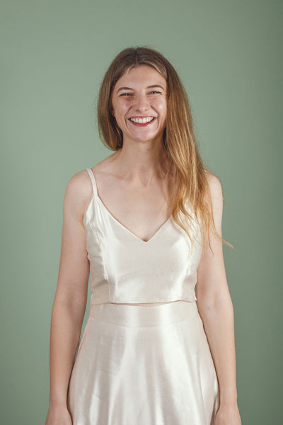 V neck hemp/silk cami top,