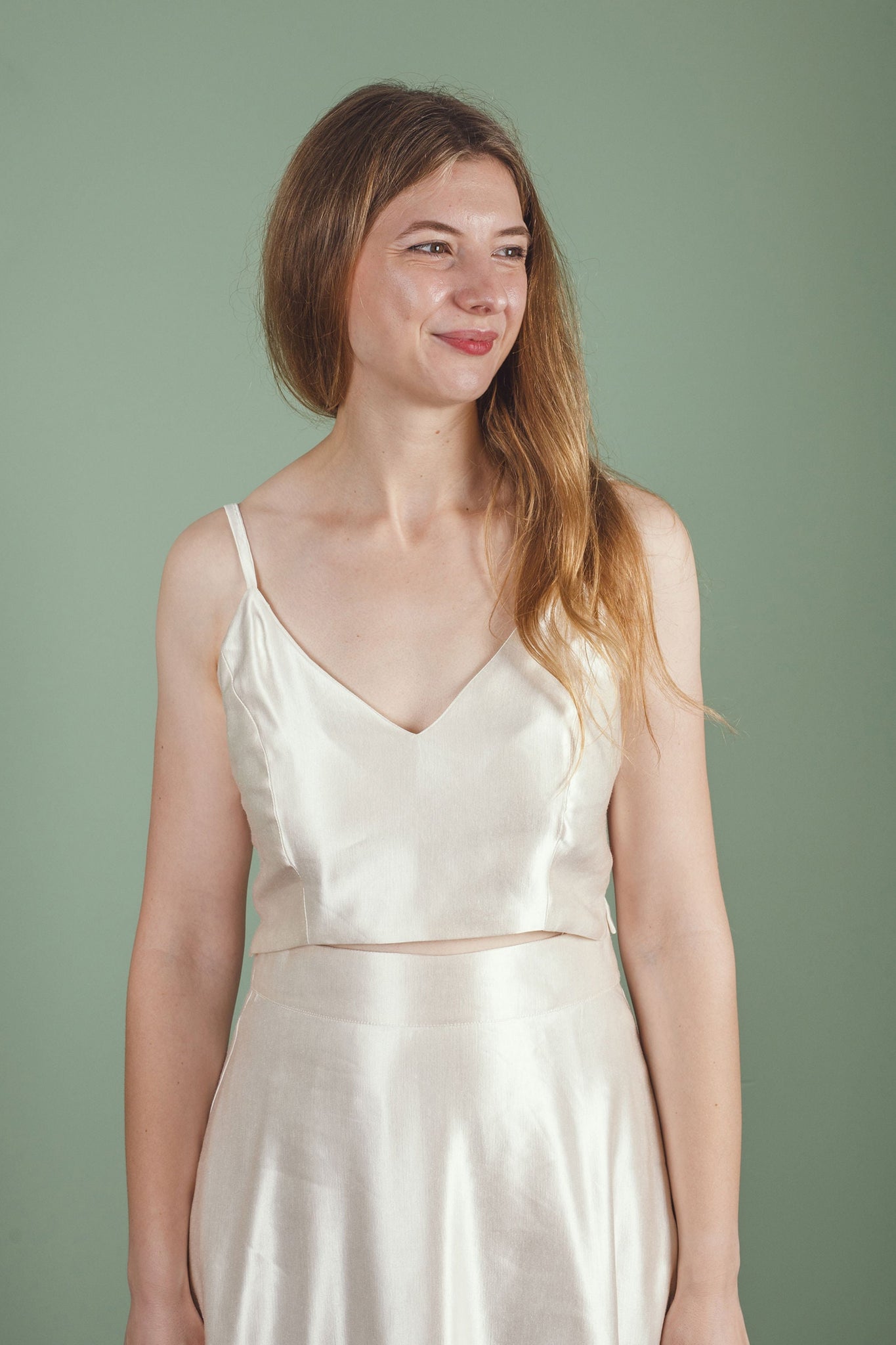 V neck hemp/silk cami top,