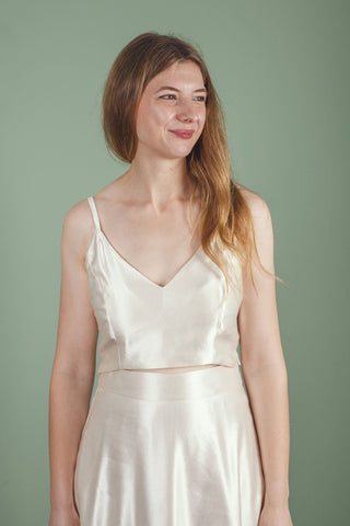V neck hemp/silk cami top,