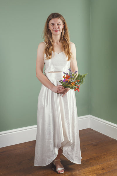 ‘Iona' hi-low hemp/silk bridal skirt