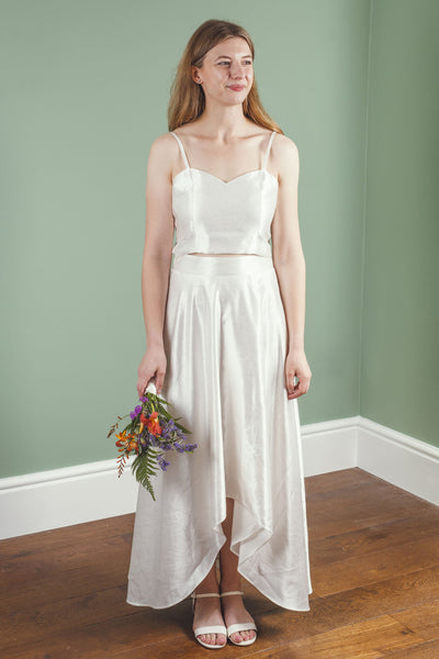 ‘Iona' hi-low hemp/silk bridal skirt