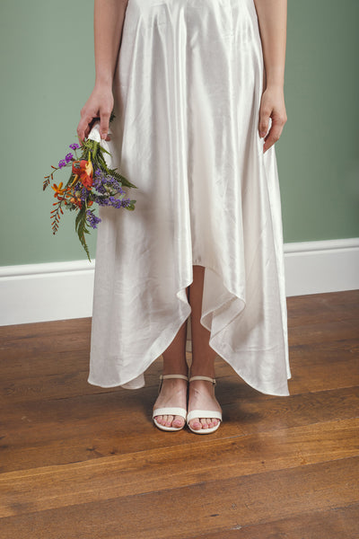 ‘Iona' hi-low hemp/silk bridal skirt