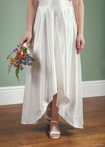 ‘Iona' hi-low hemp/silk bridal skirt