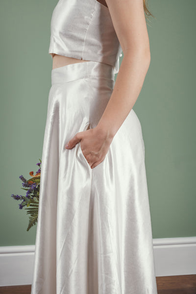 ‘Iona' hi-low hemp/silk bridal skirt