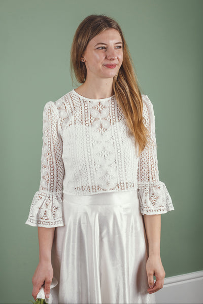 ‘Cora’ flared sleeve bridal top
