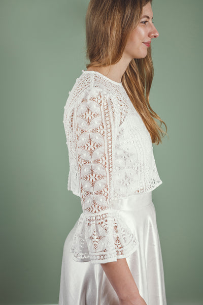 ‘Cora’ flared sleeve bridal top