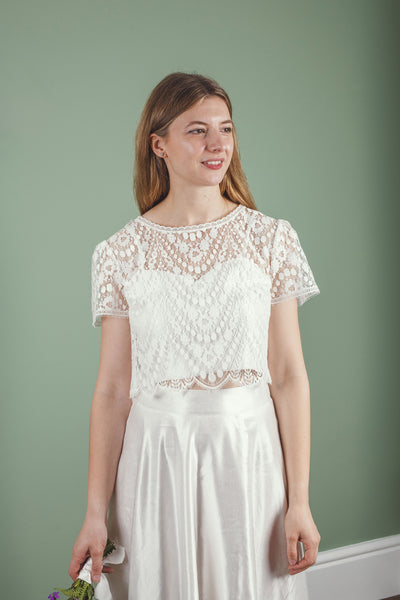 ‘Iona' hi-low hemp/silk bridal skirt