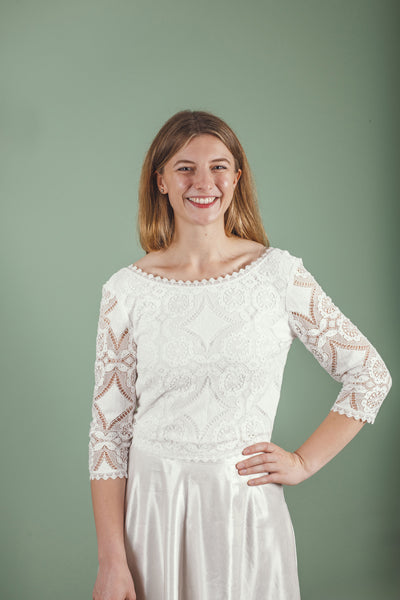 ‘Iona' hi-low hemp/silk bridal skirt