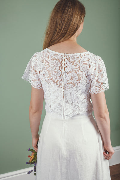 ‘Phoebe’ short sleeve lace top