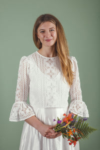‘Cora’ flared sleeve bridal top
