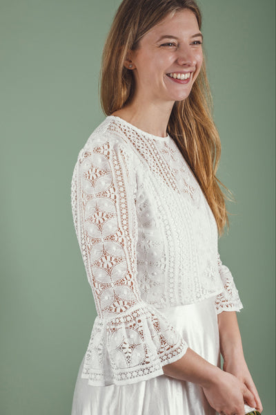 ‘Cora’ flared sleeve bridal top