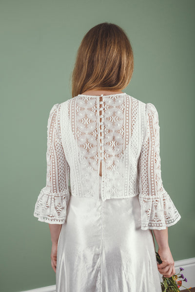‘Cora’ flared sleeve bridal top