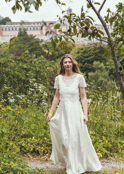 'Brooke' Long Hemp Silk Wedding Dress