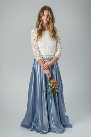 'Tamar' hemp silk bridal skirt with train