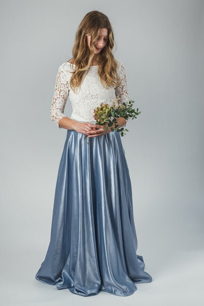 'Tamar' hemp silk bridal skirt with train