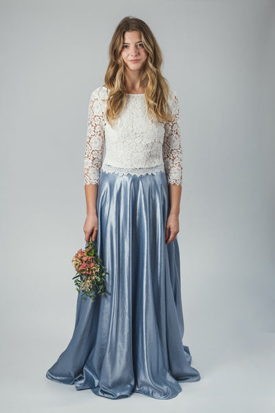 'Tamar' hemp silk bridal skirt with train