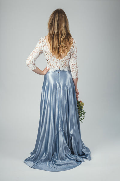 'Tamar' hemp silk bridal skirt with train