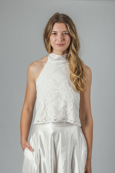 ‘Aster' halterneck lace top