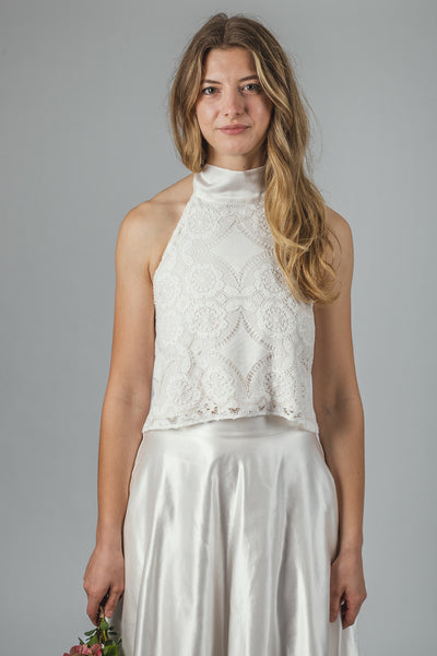 ‘Aster' halterneck lace top