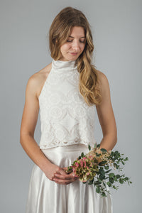 ‘Aster' halterneck lace top