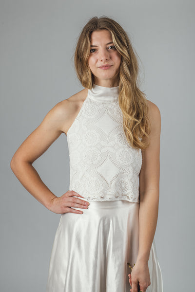 ‘Aster' halterneck lace top