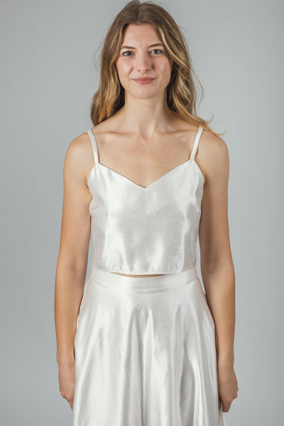 Cropped hemp/silk cami top,