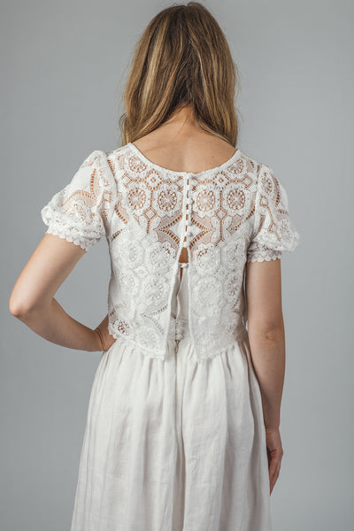 ‘Birch’ cotton lace short sleeve top