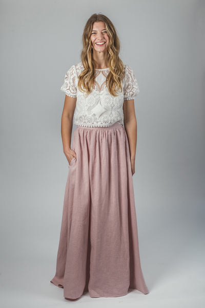 'Luna' long linen skirt