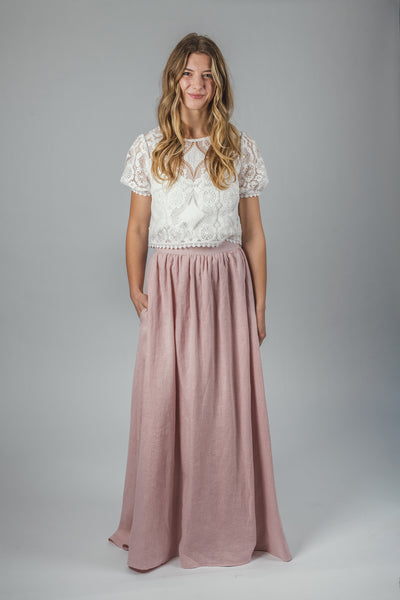 'Luna' long linen skirt