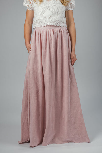 'Luna' long linen skirt