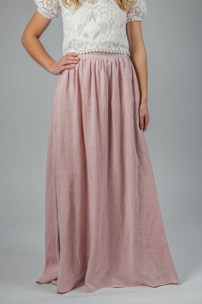 'Luna' long linen skirt